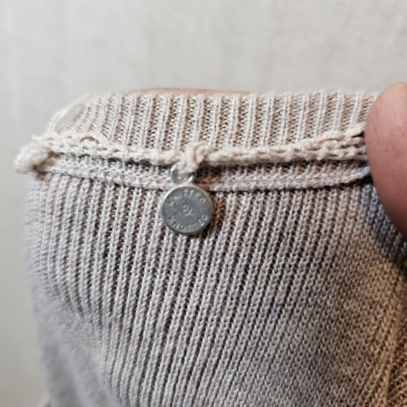 Anthropologie Knitted & Knotted Tan Beige Sweater Dress Silk Blend Medium - Picture 7 of 10